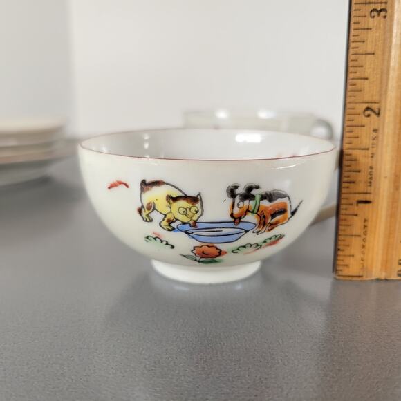 Vintage Japan Child Tea Set Cat Dog Design Teapot Cups Saucers Plates 16 Pc - Picture 14 of 16